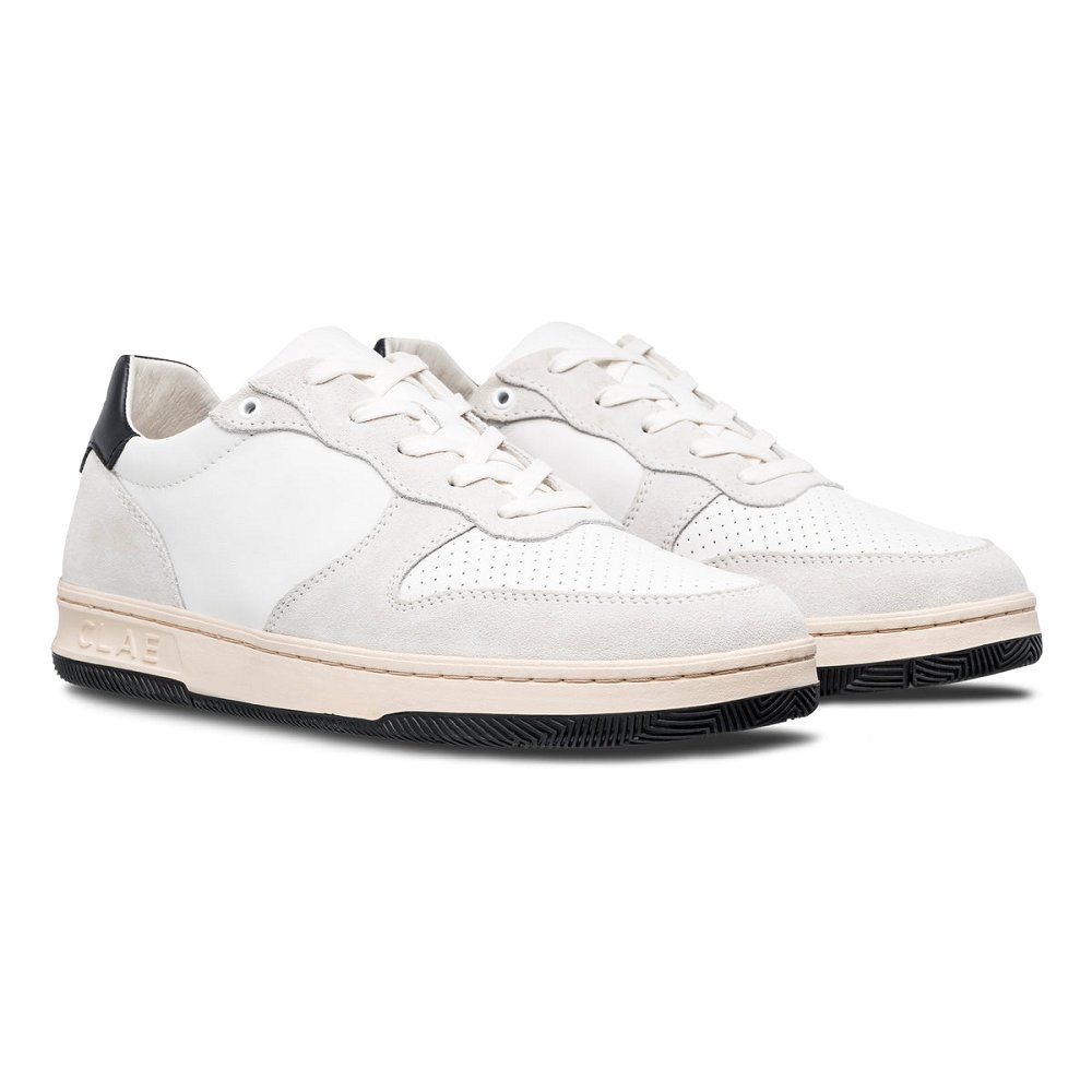 CLAE MALONE Shoes Womens USA918-Y52 In White Leather Black